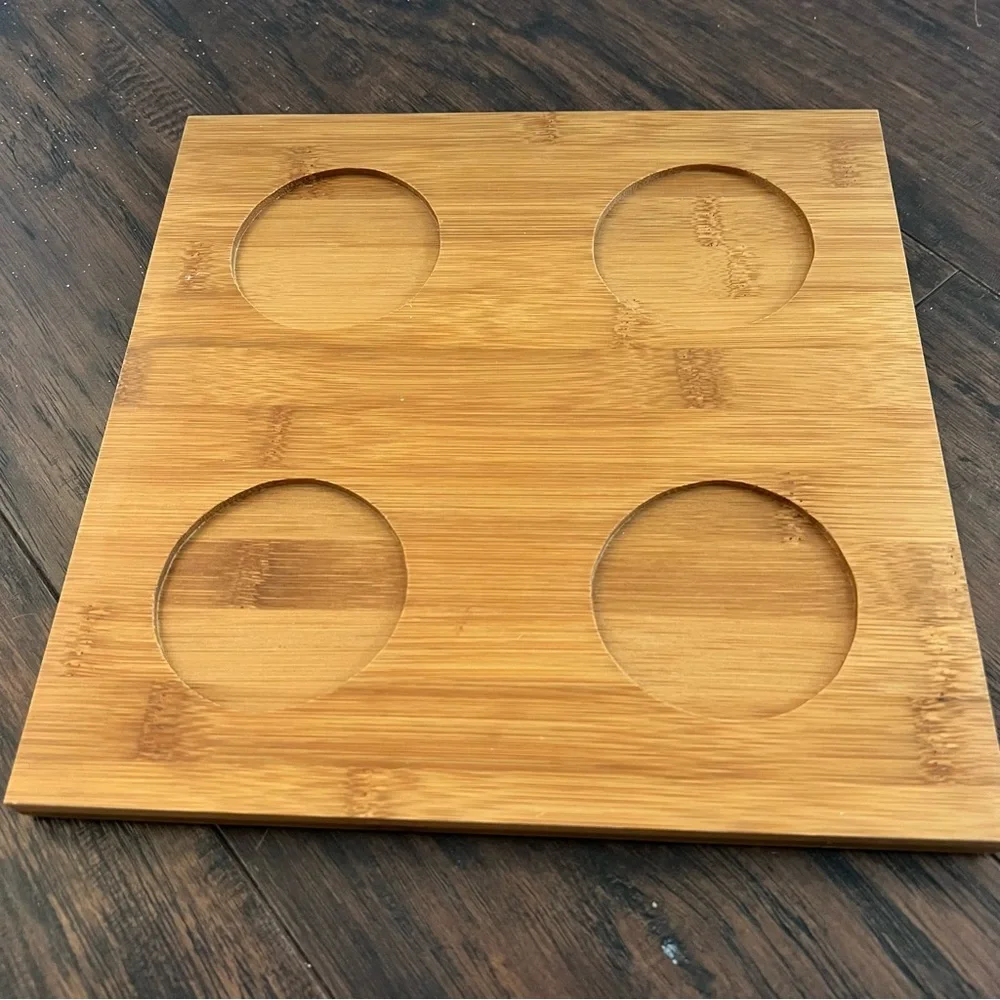 Red Vanilla butterfly set 4 condiment bowls and bamboo tray